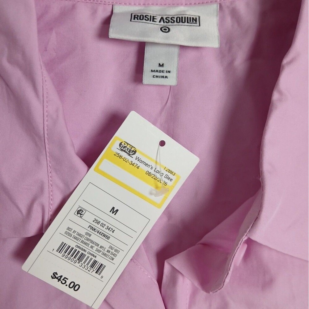 Rosie Assoulin Women's Long Sleeve Oversized Poplin Button-Down Shirt Pink M NWT - Picture 6 of 6